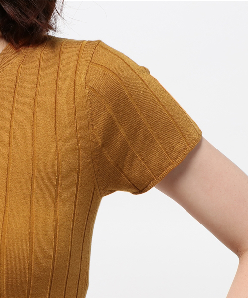 SLY(スライ)の「WIDE RIB HG 半袖TOPS-S(ニット/セーター・レディース・ネイビー/イエロー系その他/ブラック/ホワイト/ワインレッド・1/2)」の10枚目の写真