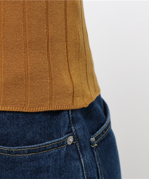SLY(スライ)の「WIDE RIB HG 半袖TOPS-S(ニット/セーター・レディース・ネイビー/イエロー系その他/ブラック/ホワイト/ワインレッド・1/2)」の11枚目の写真