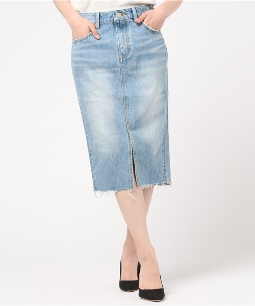Azul By Moussy アズールバイマウジー の ミディ丈フロントスリットデニムsk デニムスカート Wear