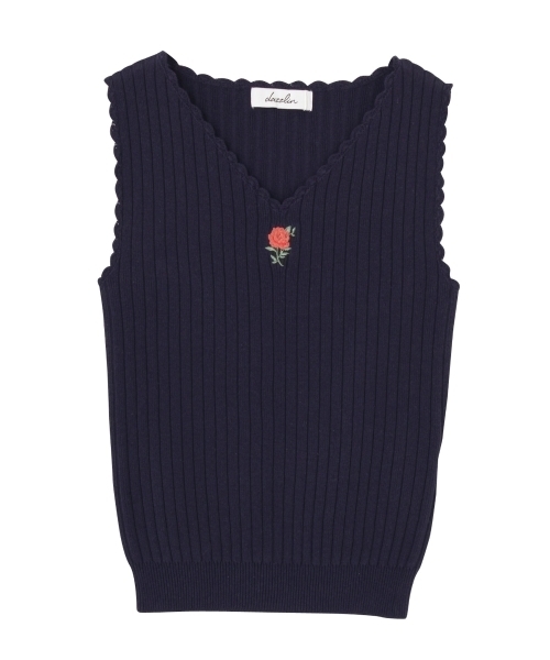 dazzlin（ダズリン）の「オールドローズニットタンク（ニット/セーター・レディース・ブラウン/アイボリー/マスタード/ネイビー/パープル・FREE）」の7枚目の写真