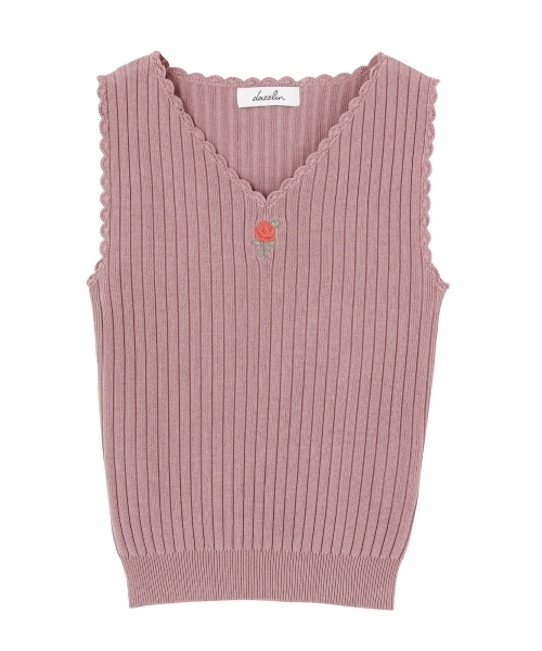 dazzlin（ダズリン）の「オールドローズニットタンク（ニット/セーター・レディース・ブラウン/アイボリー/マスタード/ネイビー/パープル・FREE）」の8枚目の写真