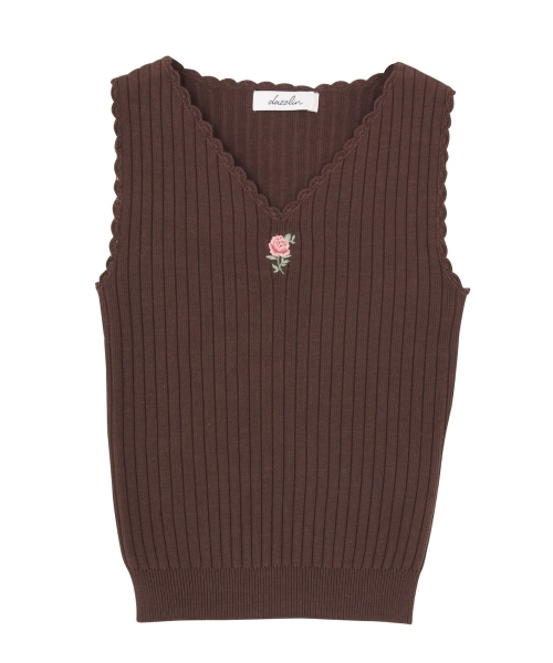dazzlin（ダズリン）の「オールドローズニットタンク（ニット/セーター・レディース・ブラウン/アイボリー/マスタード/ネイビー/パープル・FREE）」の9枚目の写真