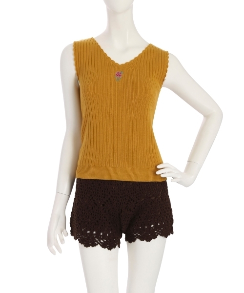 dazzlin（ダズリン）の「オールドローズニットタンク（ニット/セーター・レディース・ブラウン/アイボリー/マスタード/ネイビー/パープル・FREE）」の10枚目の写真