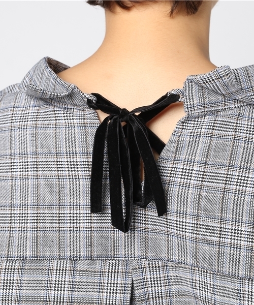 VENCEEXCHANGE（ヴァンスエクスチェンジ）の「グレンチェックバックリボンブラウス              （シャツ/ブラウス・レディース・グレー/ブラウン・MEDIUM）」の8枚目の写真