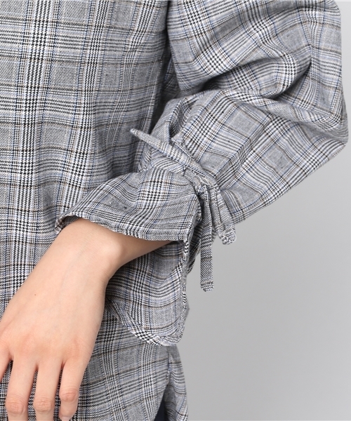 VENCEEXCHANGE（ヴァンスエクスチェンジ）の「グレンチェックバックリボンブラウス              （シャツ/ブラウス・レディース・グレー/ブラウン・MEDIUM）」の7枚目の写真