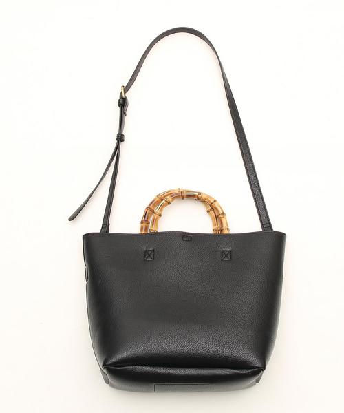 coen（コーエン）の「【新色:ベージュ/マスタード/ダークグリーン】フェイクレザーバンブー2WAYトートバッグ（トートバッグ・レディース・ブラック/ブラウン/オフホワイト/ベージュ/マスタード/ダークグリーン・FREE）」の13枚目の写真