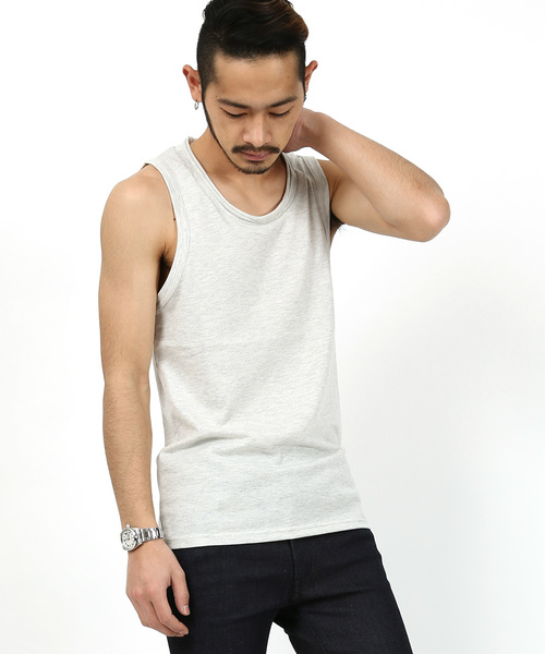 Rocky Monroe（ロッキーモンロー）の「ツインロールネックタンクトップ（タンクトップ・メンズ・レッド/ブラウン/チャコール/マスタード/ターコイズブルー/オートミール/ピンク/カーキ/ネイビー/杢グレー・L/M/XL）」の5枚目の写真