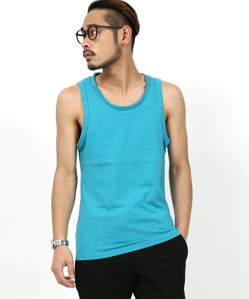 Rocky Monroe（ロッキーモンロー）の「ツインロールネックタンクトップ（タンクトップ・メンズ・レッド/ブラウン/チャコール/マスタード/ターコイズブルー/オートミール/ピンク/カーキ/ネイビー/杢グレー・L/M/XL）」の8枚目の写真