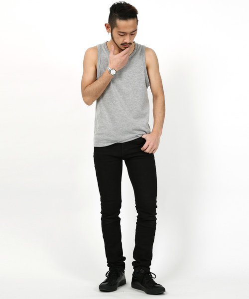 Rocky Monroe（ロッキーモンロー）の「ツインロールネックタンクトップ（タンクトップ・メンズ・レッド/ブラウン/チャコール/マスタード/ターコイズブルー/オートミール/ピンク/カーキ/ネイビー/杢グレー・L/M/XL）」の21枚目の写真