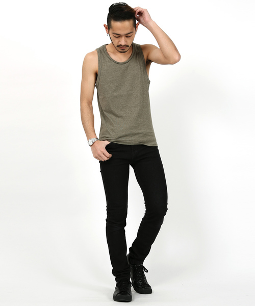 Rocky Monroe（ロッキーモンロー）の「ツインロールネックタンクトップ（タンクトップ・メンズ・レッド/ブラウン/チャコール/マスタード/ターコイズブルー/オートミール/ピンク/カーキ/ネイビー/杢グレー・L/M/XL）」の17枚目の写真