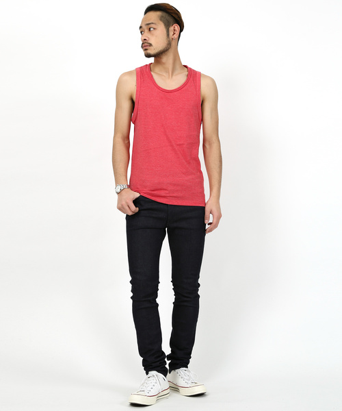 Rocky Monroe（ロッキーモンロー）の「ツインロールネックタンクトップ（タンクトップ・メンズ・レッド/ブラウン/チャコール/マスタード/ターコイズブルー/オートミール/ピンク/カーキ/ネイビー/杢グレー・L/M/XL）」の13枚目の写真