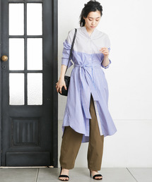 RIVE DROITE | ブロッキングストライプシャツワンピース(ワンピース)