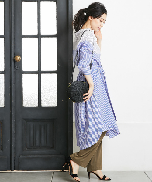RIVE DROITE（リヴドロワ）の「ブロッキングストライプシャツワンピース（ワンピース・レディース・ブルー・FREE）」の5枚目の写真