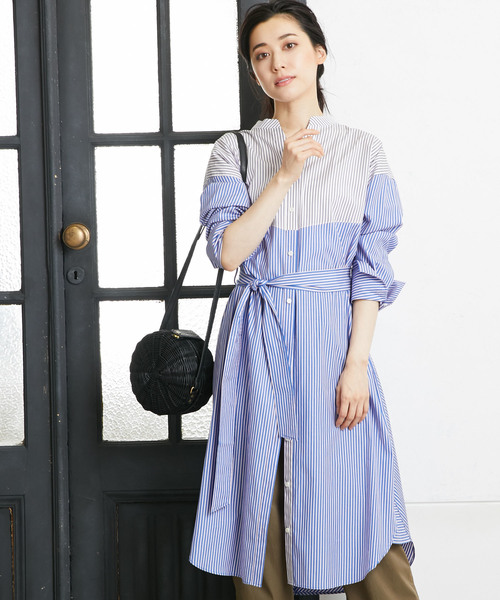 RIVE DROITE（リヴドロワ）の「ブロッキングストライプシャツワンピース（ワンピース・レディース・ブルー・FREE）」の6枚目の写真