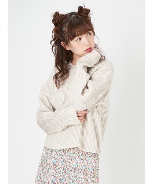 merry jenny（メリージェニー）の「リブニット（ニット/セーター・レディース・ピンク/ベージュ・FREE）」の2枚目の写真