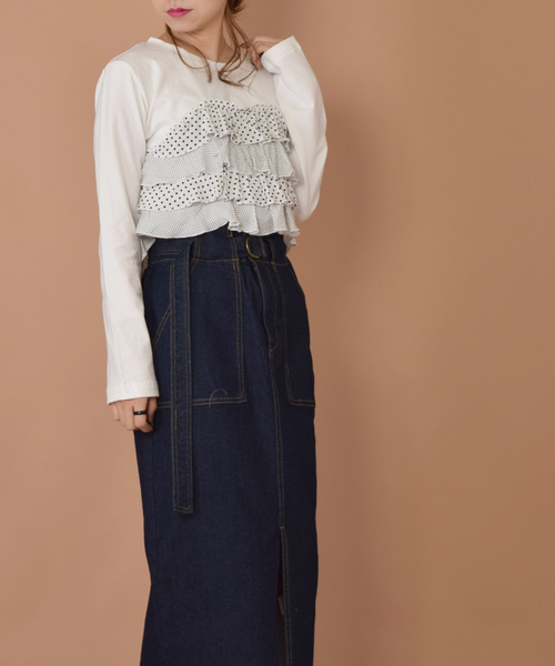 w closet（ダブルクローゼット）の「ドット柄ティアードビスチェドッキングプルオーバー（Tシャツ/カットソー・レディース・オフホワイト・FREE）」の8枚目の写真