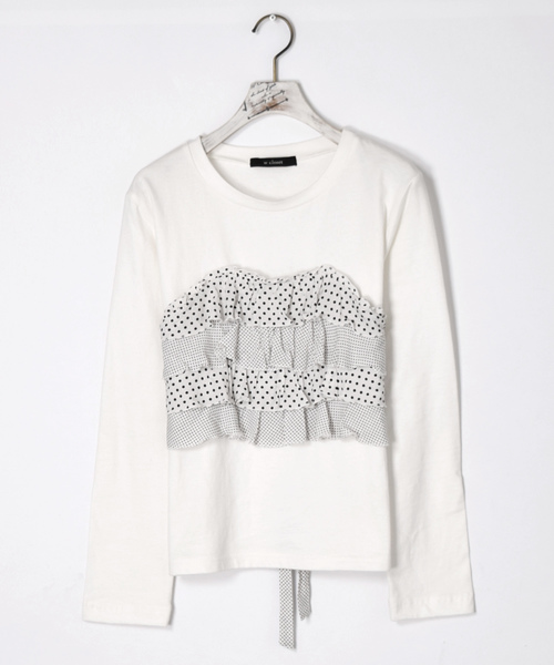 w closet（ダブルクローゼット）の「ドット柄ティアードビスチェドッキングプルオーバー（Tシャツ/カットソー・レディース・オフホワイト・FREE）」の3枚目の写真