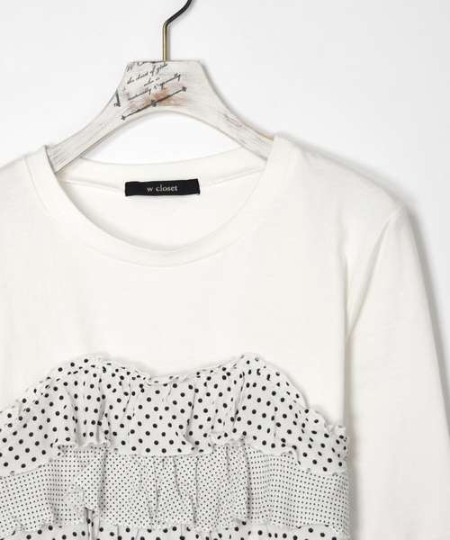 w closet（ダブルクローゼット）の「ドット柄ティアードビスチェドッキングプルオーバー（Tシャツ/カットソー・レディース・オフホワイト・FREE）」の2枚目の写真