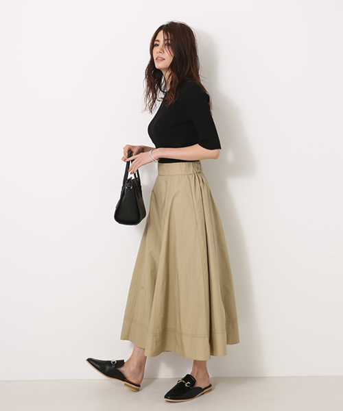 AZUL by moussy（アズールバイマウジー）の「半袖リブトップス（ニット/セーター・レディース・イエロー/グレー系その他/ブラック・MEDIUM/SMALL）」の4枚目の写真