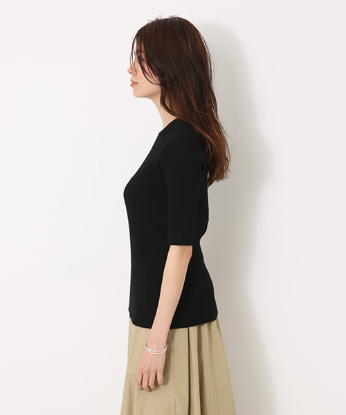AZUL by moussy（アズールバイマウジー）の「半袖リブトップス（ニット/セーター・レディース・イエロー/グレー系その他/ブラック・MEDIUM/SMALL）」の14枚目の写真