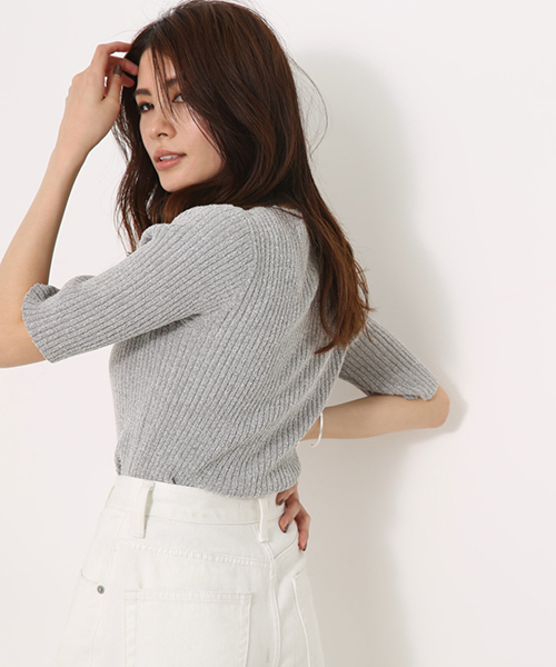 AZUL by moussy（アズールバイマウジー）の「半袖リブトップス（ニット/セーター・レディース・イエロー/グレー系その他/ブラック・MEDIUM/SMALL）」の19枚目の写真