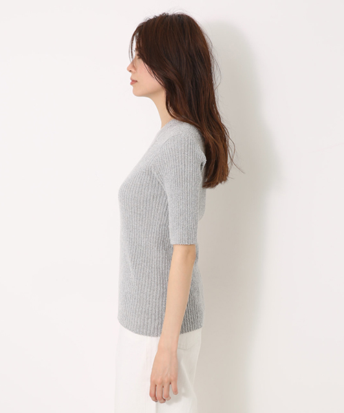 AZUL by moussy（アズールバイマウジー）の「半袖リブトップス（ニット/セーター・レディース・イエロー/グレー系その他/ブラック・MEDIUM/SMALL）」の15枚目の写真