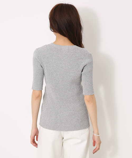 AZUL by moussy（アズールバイマウジー）の「半袖リブトップス（ニット/セーター・レディース・イエロー/グレー系その他/ブラック・MEDIUM/SMALL）」の9枚目の写真