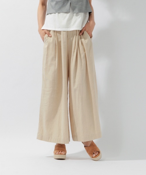 laboratory work（ラボラトリーワーク）の「タックエアリーワイドパンツ（その他パンツ・レディース・杢グレー/ベージュ/ブルー・MEDIUM/SMALL）」の3枚目の写真