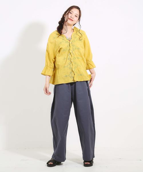 CUBE SUGAR（キューブシュガー）の「スカラップレース6分袖ブラウス（シャツ/ブラウス・レディース・ホワイト/ブラック/イエロー/レッド・M）」の8枚目の写真