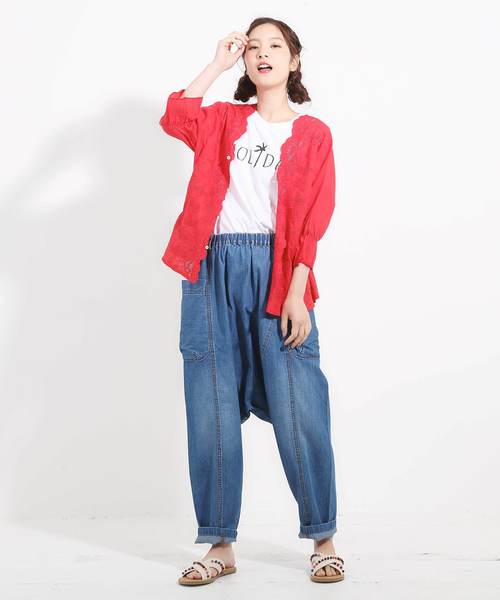 CUBE SUGAR（キューブシュガー）の「スカラップレース6分袖ブラウス（シャツ/ブラウス・レディース・ホワイト/ブラック/イエロー/レッド・M）」の11枚目の写真