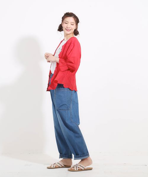 CUBE SUGAR（キューブシュガー）の「スカラップレース6分袖ブラウス（シャツ/ブラウス・レディース・ホワイト/ブラック/イエロー/レッド・M）」の12枚目の写真