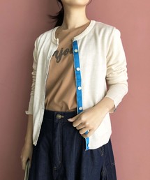 シェルボタンバイカラーカーディガン