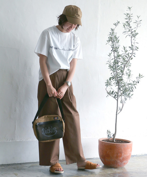 LBC（エルビーシー）の「コットンバイオ加工ワイドプリントTシャツ（Tシャツ/カットソー・レディース・ホワイト/ダークグリーン・M）」の7枚目の写真