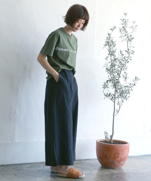 LBC（エルビーシー）の「コットンバイオ加工ワイドプリントTシャツ（Tシャツ/カットソー・レディース・ホワイト/ダークグリーン・M）」の8枚目の写真