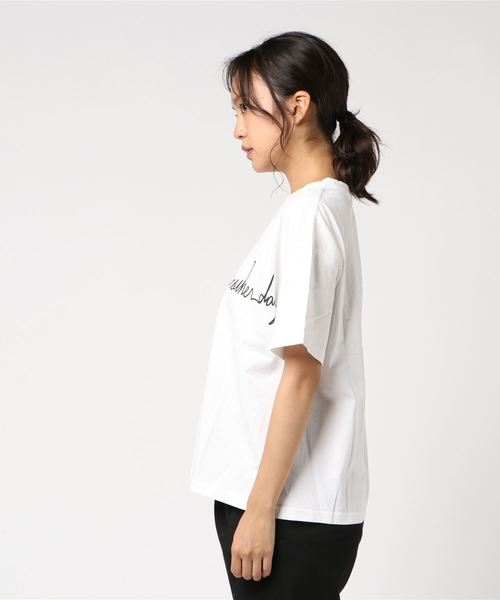 LBC（エルビーシー）の「コットンバイオ加工ワイドプリントTシャツ（Tシャツ/カットソー・レディース・ホワイト/ダークグリーン・M）」の3枚目の写真