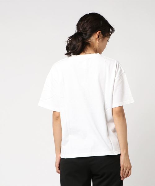 LBC（エルビーシー）の「コットンバイオ加工ワイドプリントTシャツ（Tシャツ/カットソー・レディース・ホワイト/ダークグリーン・M）」の4枚目の写真