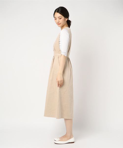 flower（フラワー）の「コーデュロイエプロンワンピース（ジャンパースカート・レディース・ブラック/アイボリー・FREE）」の3枚目の写真