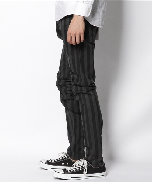 MONKEY TIME（モンキータイム）の「MT ストライププリント ストレッチツイルジェギンス (Jeggings)②◆§（その他パンツ・メンズ・ダークグレー/オフホワイト・LARGE/X-LARGE/SMALL/MEDIUM）」の4枚目の写真