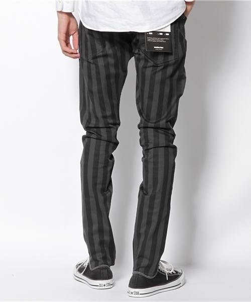 MONKEY TIME（モンキータイム）の「MT ストライププリント ストレッチツイルジェギンス (Jeggings)②◆§（その他パンツ・メンズ・ダークグレー/オフホワイト・LARGE/X-LARGE/SMALL/MEDIUM）」の5枚目の写真