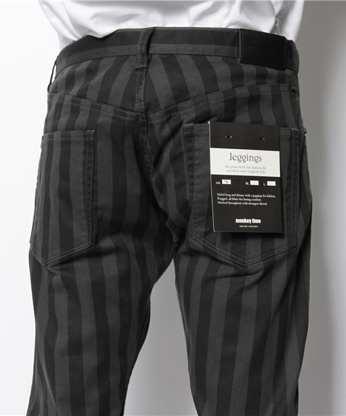 MONKEY TIME（モンキータイム）の「MT ストライププリント ストレッチツイルジェギンス (Jeggings)②◆§（その他パンツ・メンズ・ダークグレー/オフホワイト・LARGE/X-LARGE/SMALL/MEDIUM）」の7枚目の写真