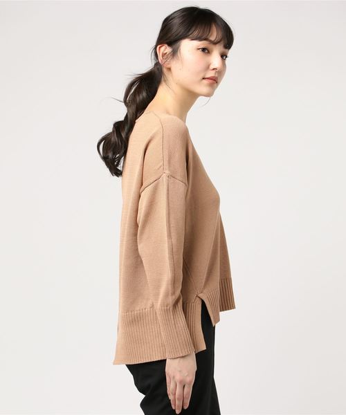 1er Arrondissement◆ニット・セーター(薄手)/38/コットン/NVY/リビエラコードVネックプルオーバー/B1091AKW40 BABYLONE ニット セーター コットンリネンVネックプルオーバー
