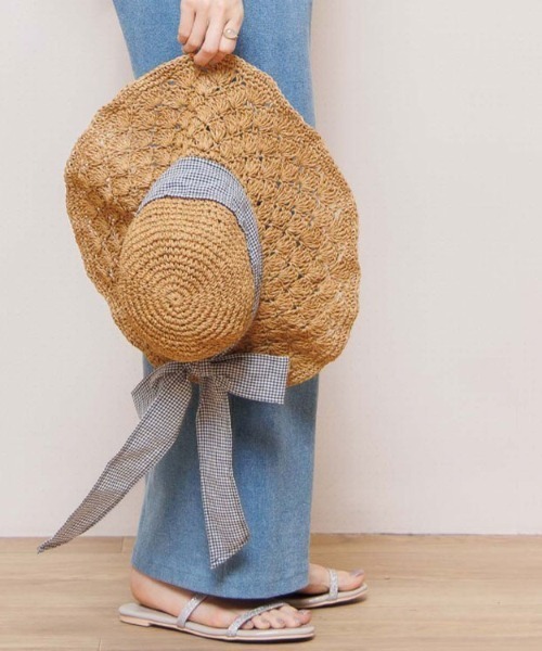 flower（フラワー）の「リボンハット（ハット・レディース・アイボリー/ブラウン/ホワイト/ベージュ/ブラック/チェック/マルチ・FREE）」の7枚目の写真