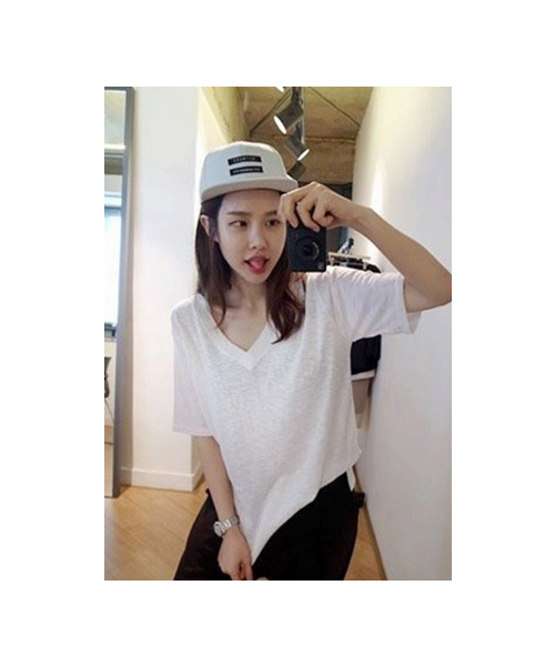 c.u.l】爽やかな透け感 VネックTシャツ（Tシャツ/カットソー