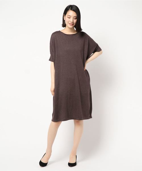 AMERICAN HOLIC（アメリカンホリック）の「5分袖ドルマンニットワンピース　＊（ワンピース・レディース・ベージュ/ブラウン/ブルー/グレー系その他2・FREE）」の2枚目の写真