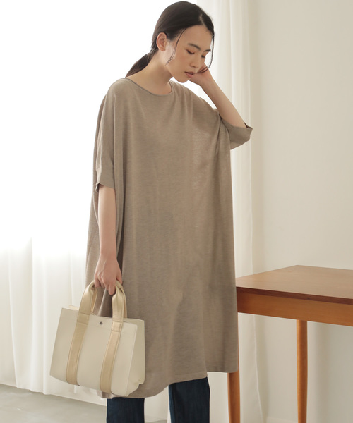 AMERICAN HOLIC（アメリカンホリック）の「5分袖ドルマンニットワンピース　＊（ワンピース・レディース・ベージュ/ブラウン/ブルー/グレー系その他2・FREE）」の3枚目の写真