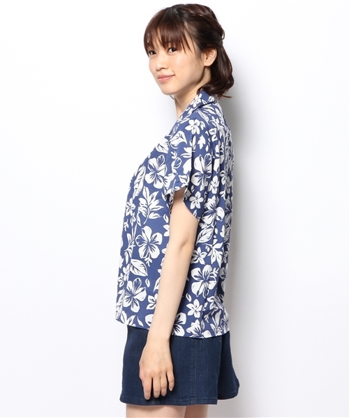 WEGO(ウィゴー)の「WEGO/トロピカル半袖シャツ(シャツ/ブラウス・レディース・ブラック/ネイビー・FREE)」の8枚目の写真