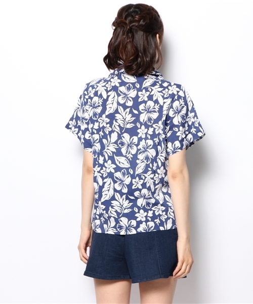 WEGO(ウィゴー)の「WEGO/トロピカル半袖シャツ(シャツ/ブラウス・レディース・ブラック/ネイビー・FREE)」の3枚目の写真
