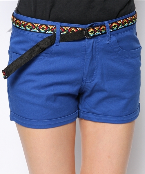 GIORDANO（ジョルダーノ）の「[GIORDANO]ベルト付コットンツイルショートパンツ（チノパンツ・レディース・ブラック/グリーン/ブルー/ピンク/ダークブルー/ホワイト・29inch/27inch/25inch）」の9枚目の写真