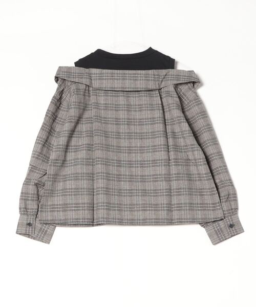STYLEBLOCK（スタイルブロック）の「オーバーチェック×天竺切替ブラウス（シャツ/ブラウス・レディース・グレー/ホワイト/ベージュ・M）」の5枚目の写真