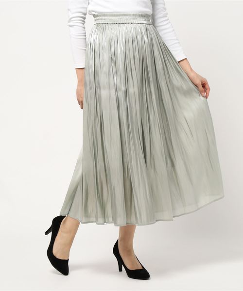 rps(アールピーエス)の「シャイニーサテンギャザースカート(スカート・レディース・アイボリー/ミント/ピンク/グレイッシュベージュ・M)」の8枚目の写真